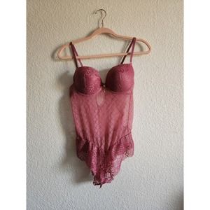 Daisy Fuentes Push- Up Lace Body Suit Lingerie Size L